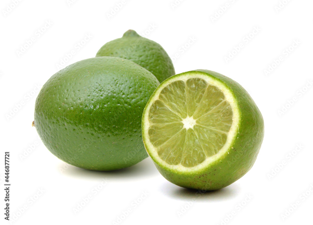 Fresh limes Isolated on white