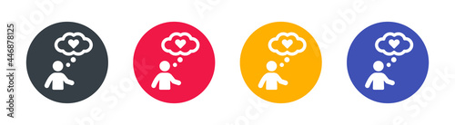 Person dreaming about love icon vector illustration.