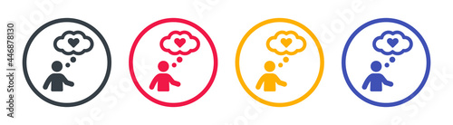 Wish, dream, thought about love icon. Valentine concept.