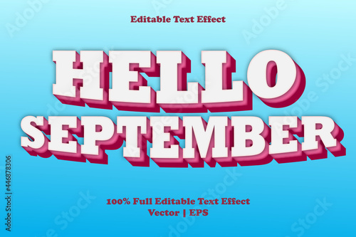 Hello september editable text effect