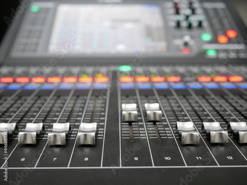 audio mixer control in studio TV station.
