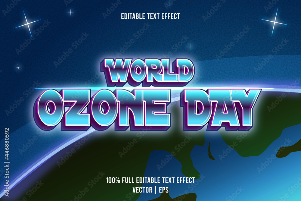 World ozone day editable text effect