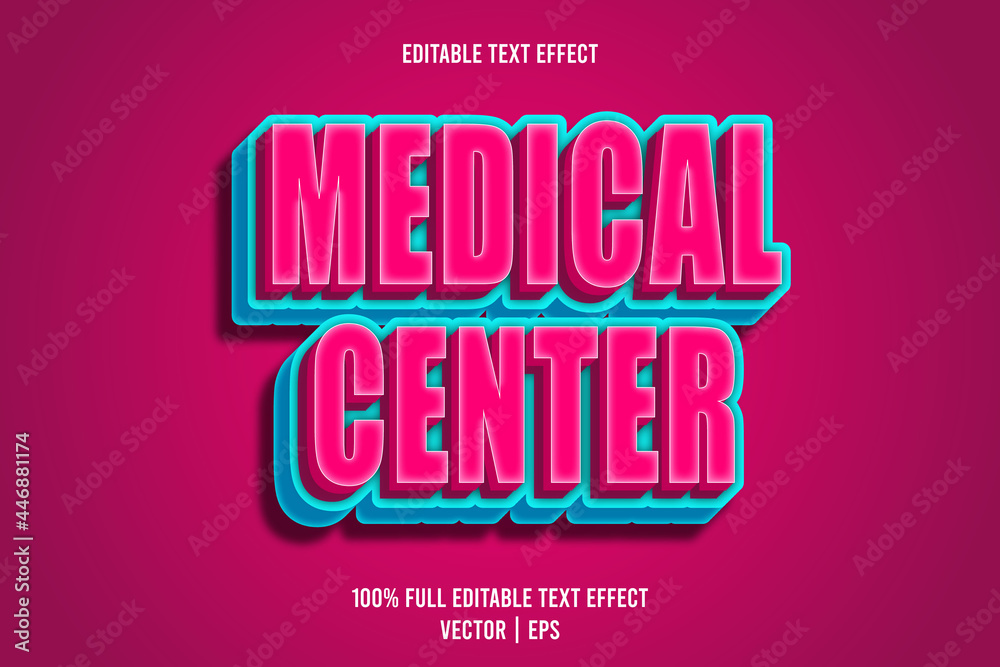 Medical center editable text effect emboss cartoon style Medical center editable text effect emboss cartoon style
