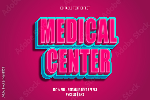 Medical center editable text effect emboss cartoon style