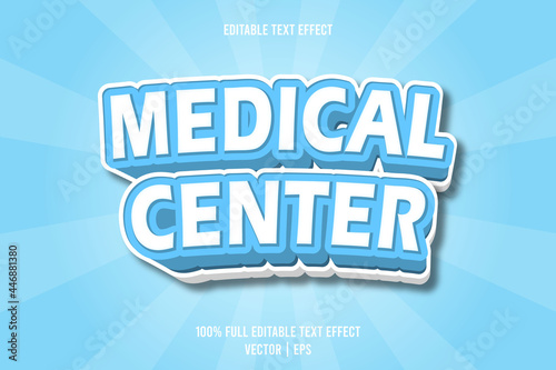 Medical center editable text effect 3 dimension emboss cartoon style