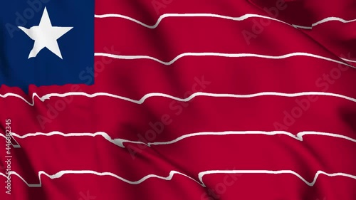 Liberia Flag video. 3d Liberia Flags Slow Motion video. Liberia Flag Blowing Close Up. Liberia Flag Motion Loop HD resolution Liberia Background. 