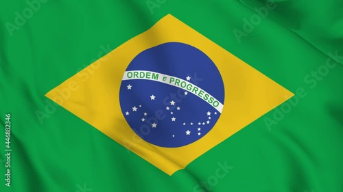 Brazil flag  video. 3d Brazil flags Slow Motion video. Brazil flag Blowing Close Up. Brazil flag Motion Loop HD resolution Brazil Background.  photo