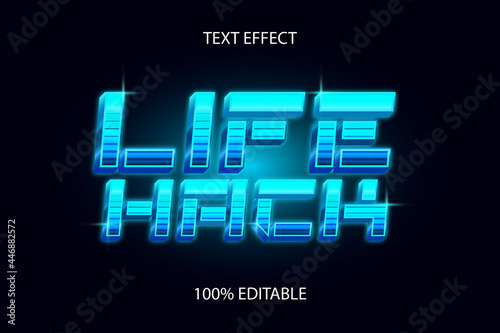 life hack color blue editable text effect