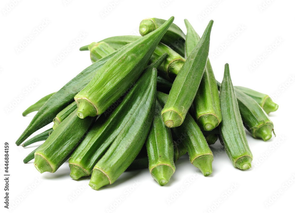 Fresh young okra isolated on white background Fresh young okra isolated on white background