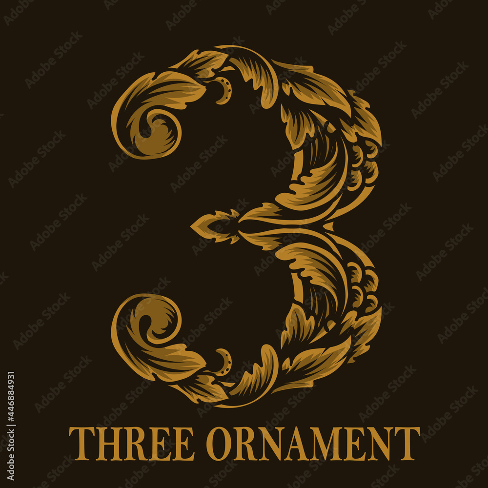 Vintage three number ornament style