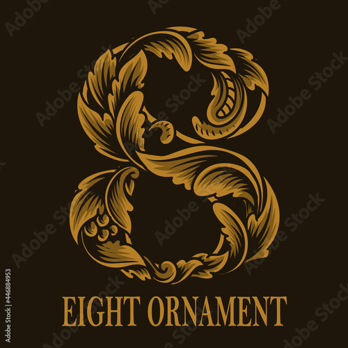 Vintage eight number ornament style