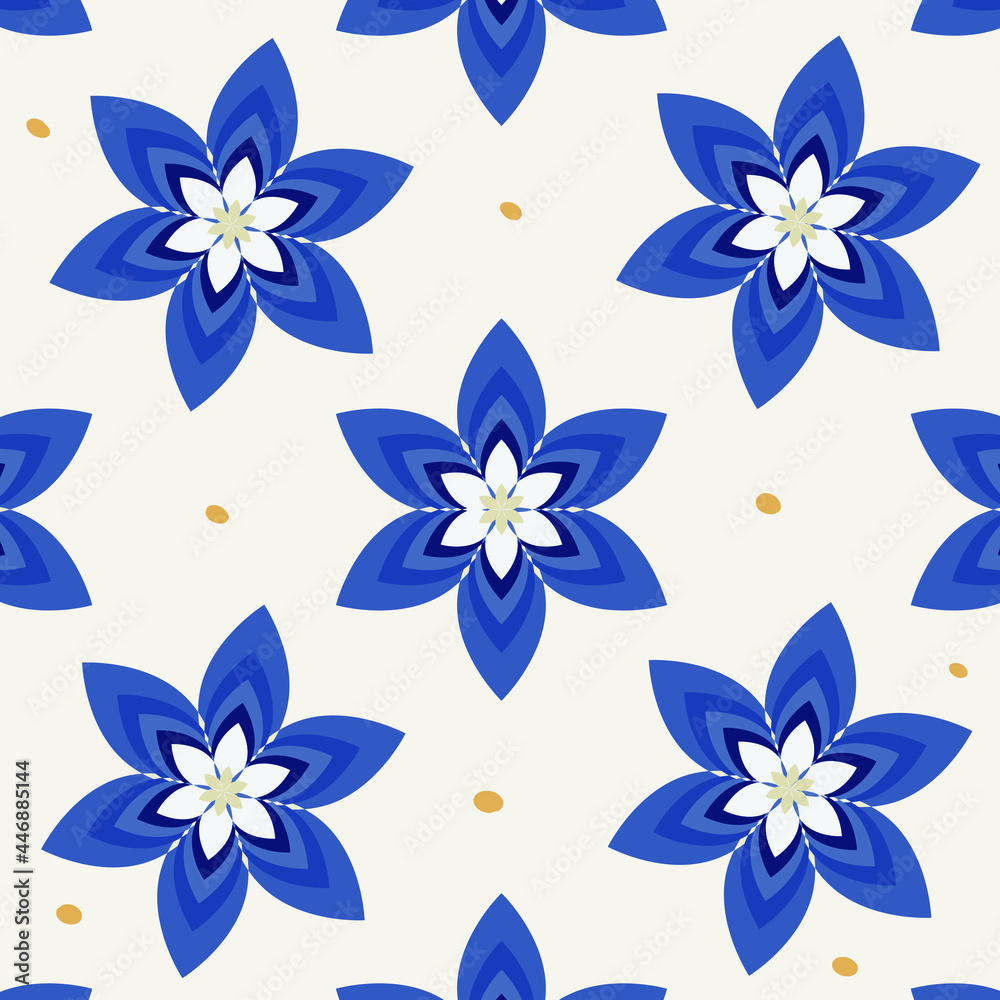 vintage retro geometric floral vector seamless repeat pattern