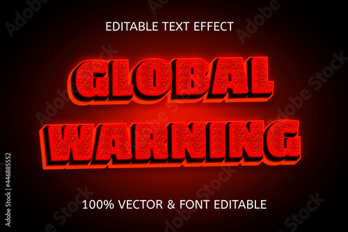 global warning color red black editable text effect photo