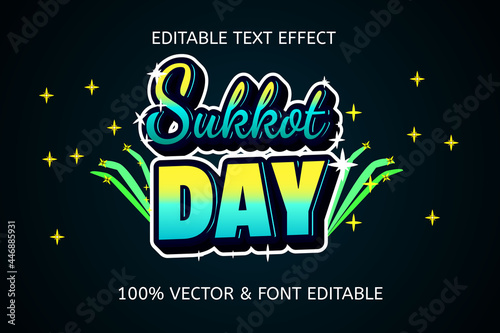 sukkot day style cartoon editable text effect