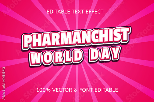 pharmacist world day style emboss editable text effect