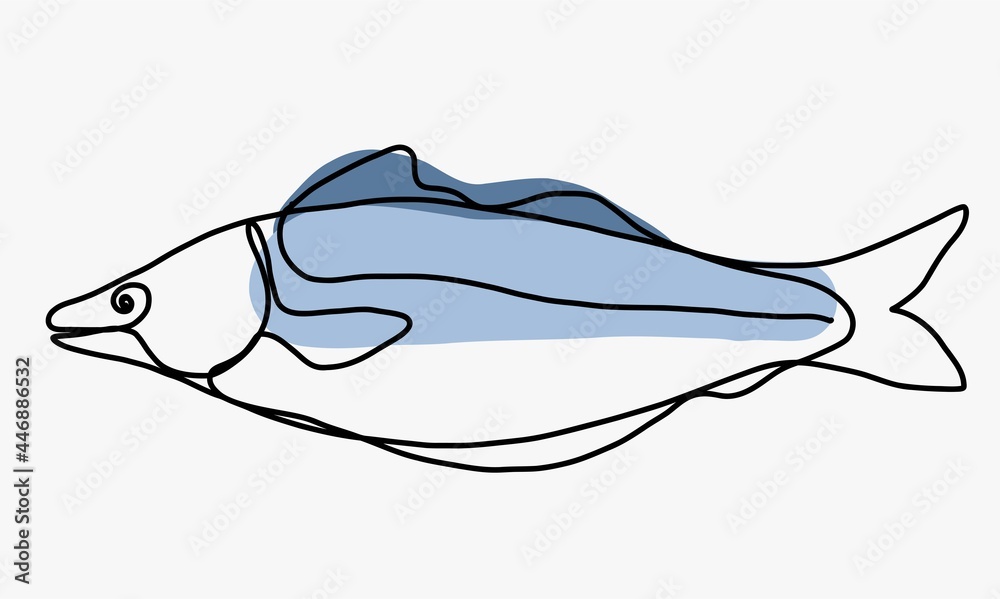 Doodle freehand sketch continuous drawing of fish. Doodle freehand sketch continuous drawing of fish.