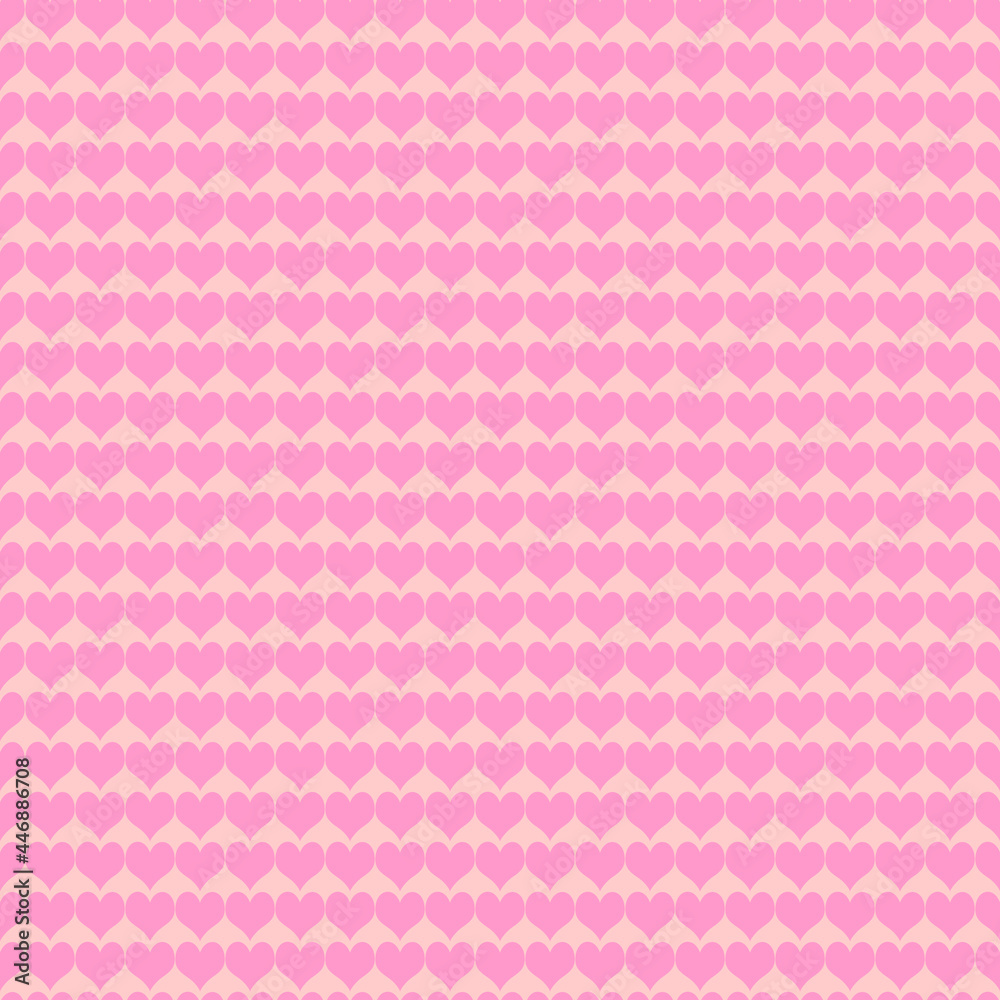 Cute pink heart wallpaper tiled full frame for background, romantic mood concept, love day and wedding.