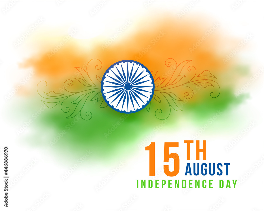 15th august indian independence day watercolor flag banner - obrazy, fototapety, plakaty 