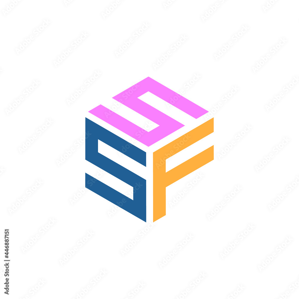 Hexagon logo with the letters SSF design Hexagon logo with the letters SSF design