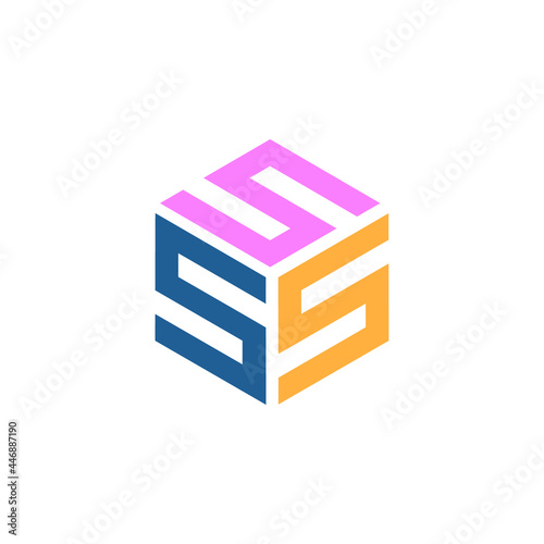Hexagon logo with the letters SSS design. Initial design vector