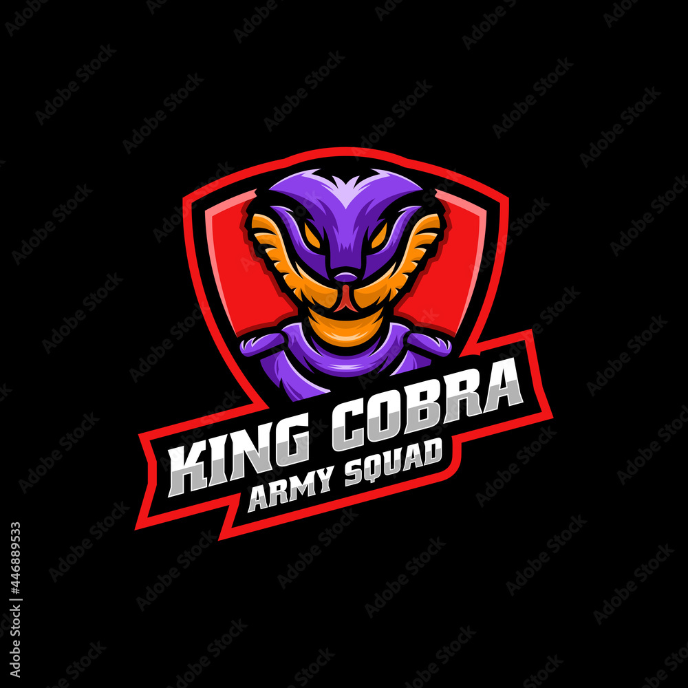 Vector Logo Illustration King Cobra E Sport and Sport Style.