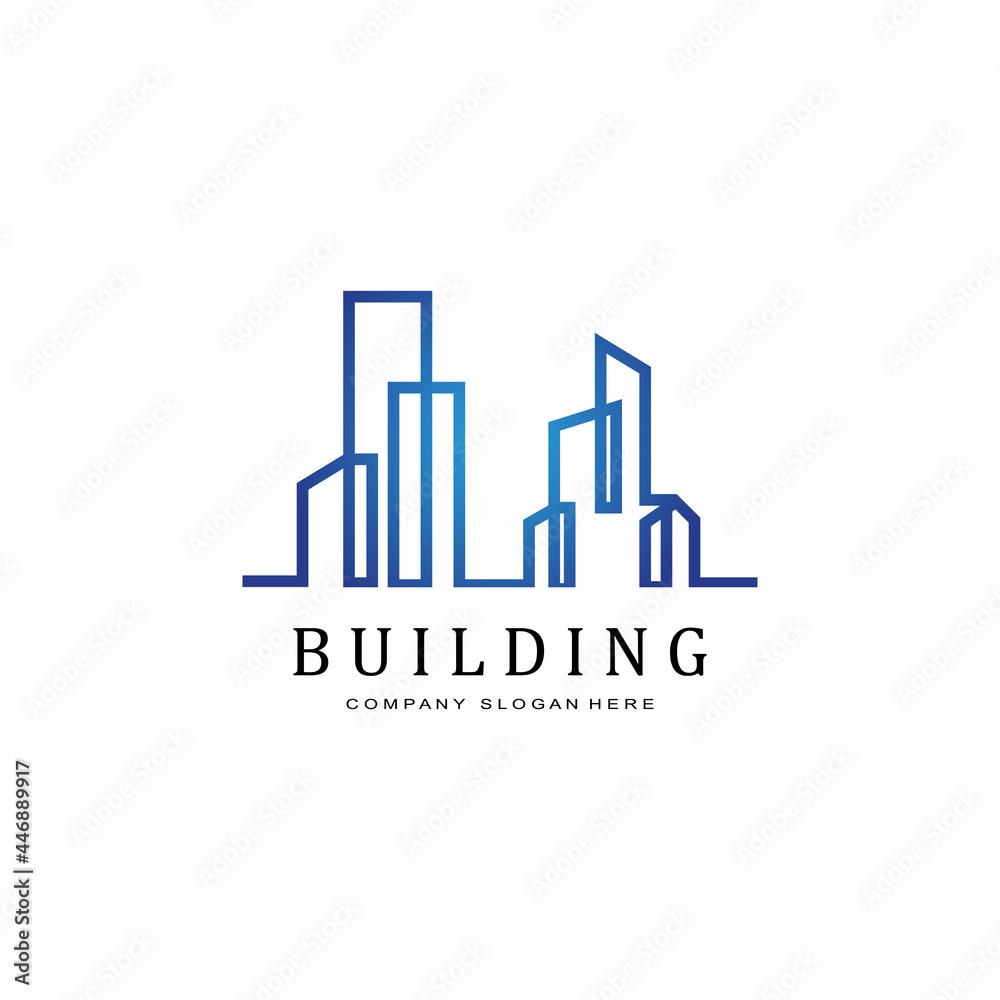 Urban building construction logo icon symbol, house, apartment, city view