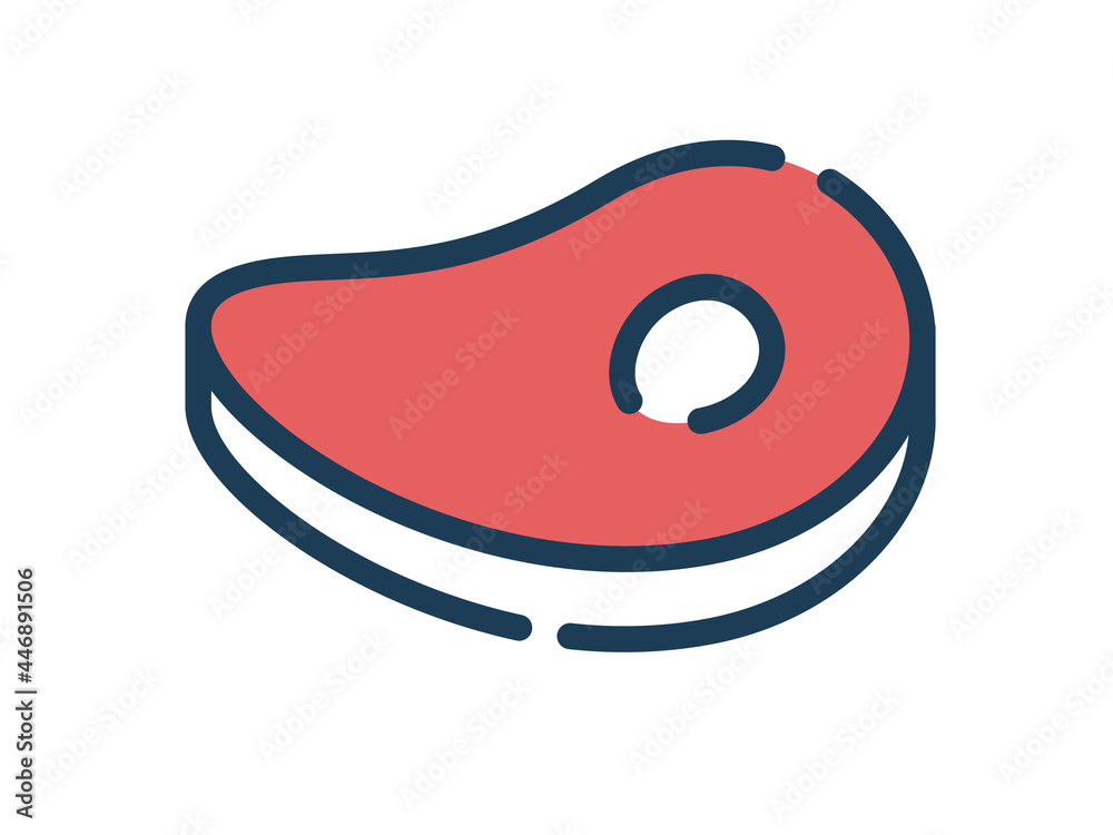 meat single isolated icon with dash or dashed line style meat single isolated icon with dash or dashed line style