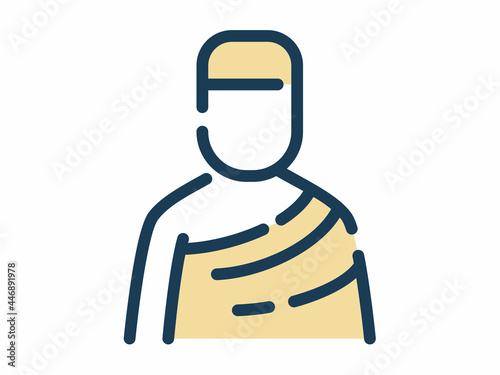 ihram muslim hajj single isolated icon with dash or dashed line style