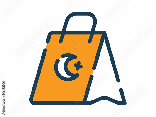 gift bag single isolated icon with dash or dashed line style