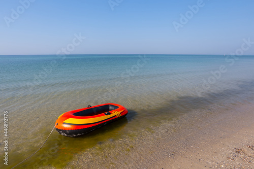 small boat near a sea coast