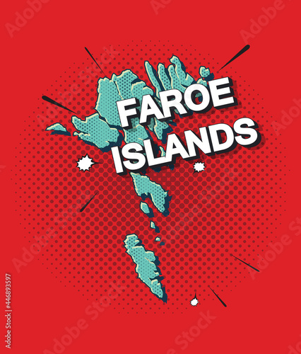 Pop art map of faroe Islands