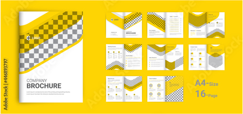 16 page Brochure template layout design with simple style and modern layout