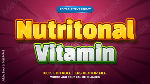 nutritional vitamin cartoon comic kids editable text effect style template