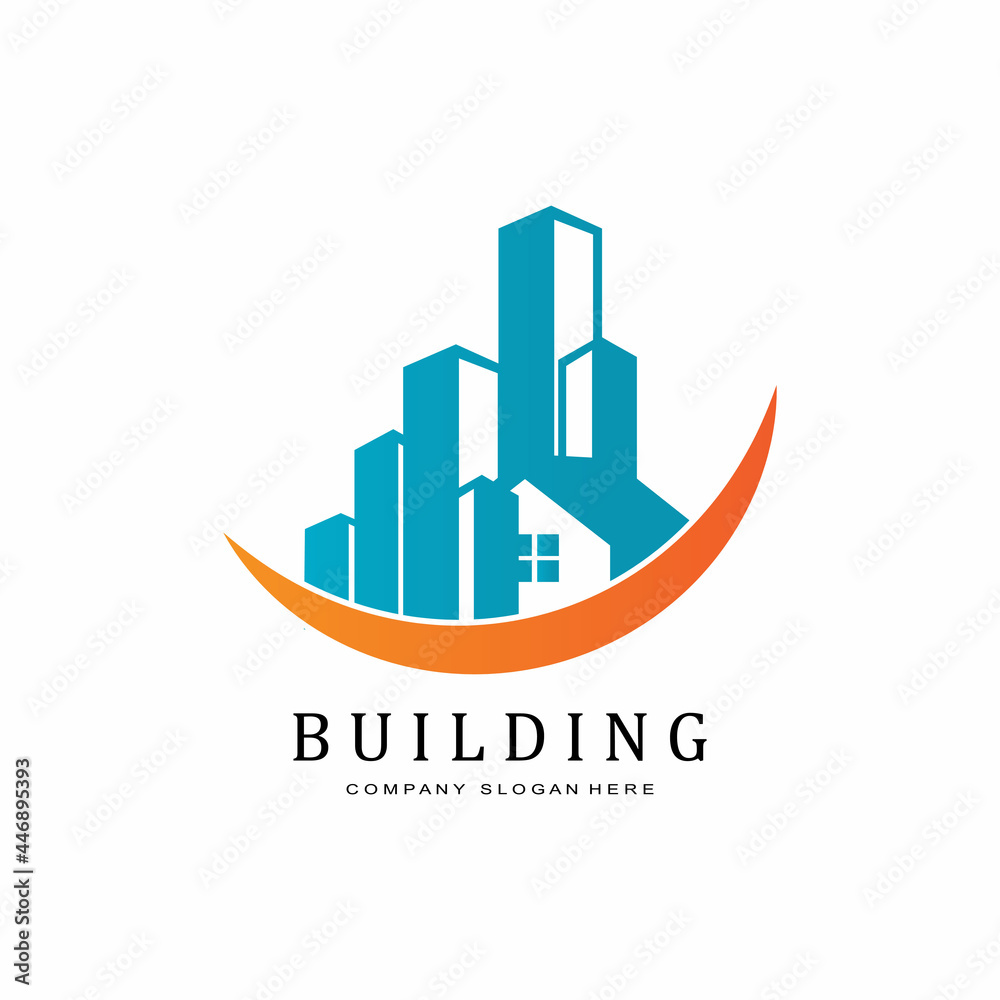 Urban building construction logo icon symbol, house, apartment, city view