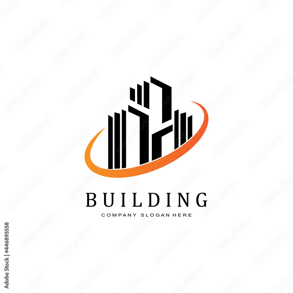 Urban building construction logo icon symbol, house, apartment, city view