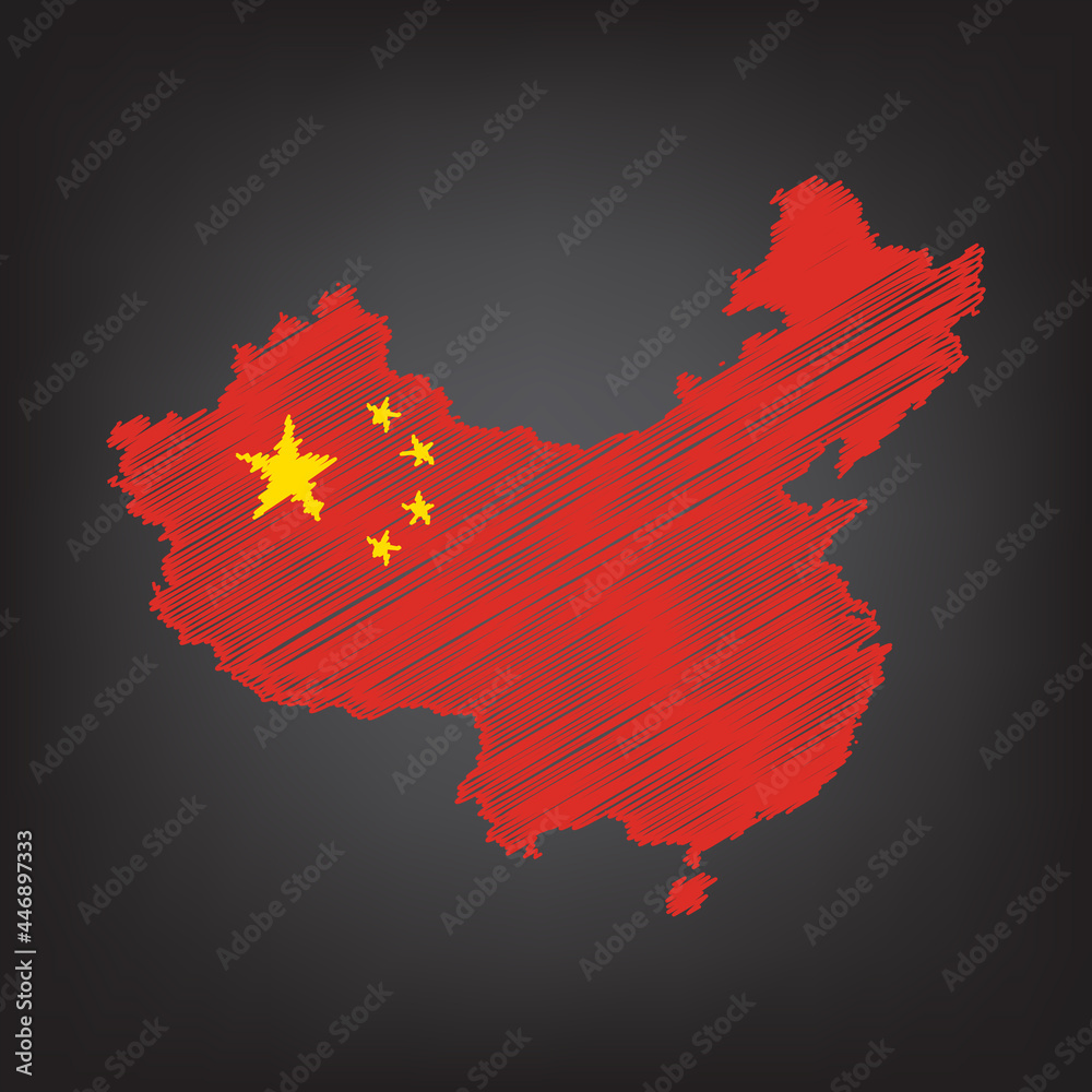 Naklejka premium Scribble map of China. Sketch Country map colors for infographic , brochures and presentations. Vector illustration eps 10.