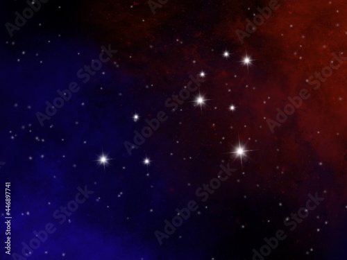 The constellation Leo in the sky, illustration created on a tablet. Used for background in Concept12 Zodiac.