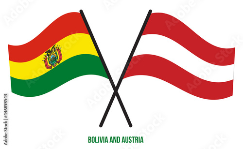 Bolivia and Austria Flags Crossed And Waving Flat Style. Official Proportion. Correct Colors.