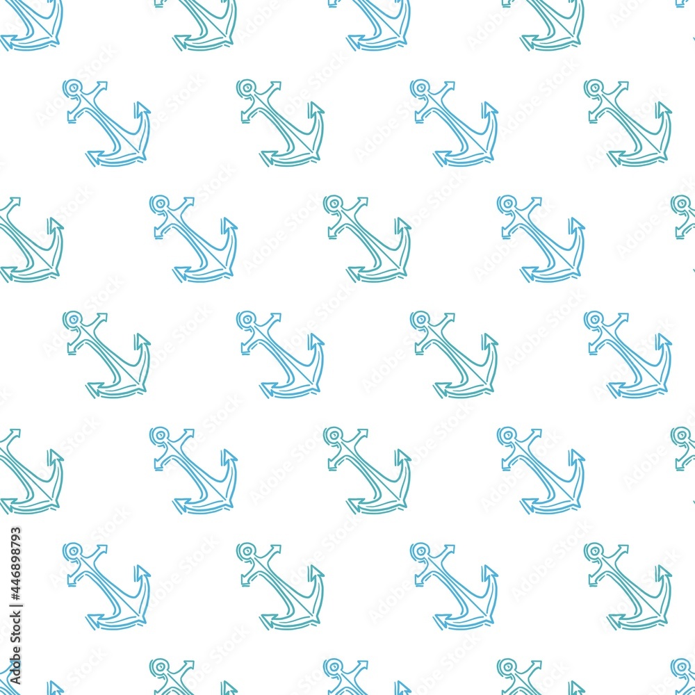 Blue Navy Anchor Vector Doodle Seamless Pattern Blue Navy Anchor Vector Doodle Seamless Pattern