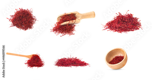 Canvas-taulu Set Pile of saffron threads an isolated on white background