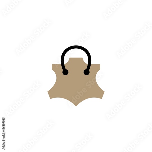 leather shop store shopping bag genuine logo vector icon illustration