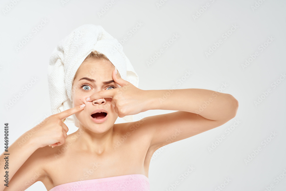 woman with bare shoulders facial skin care acne dermatology close-up woman with bare shoulders facial skin care acne dermatology close-up
