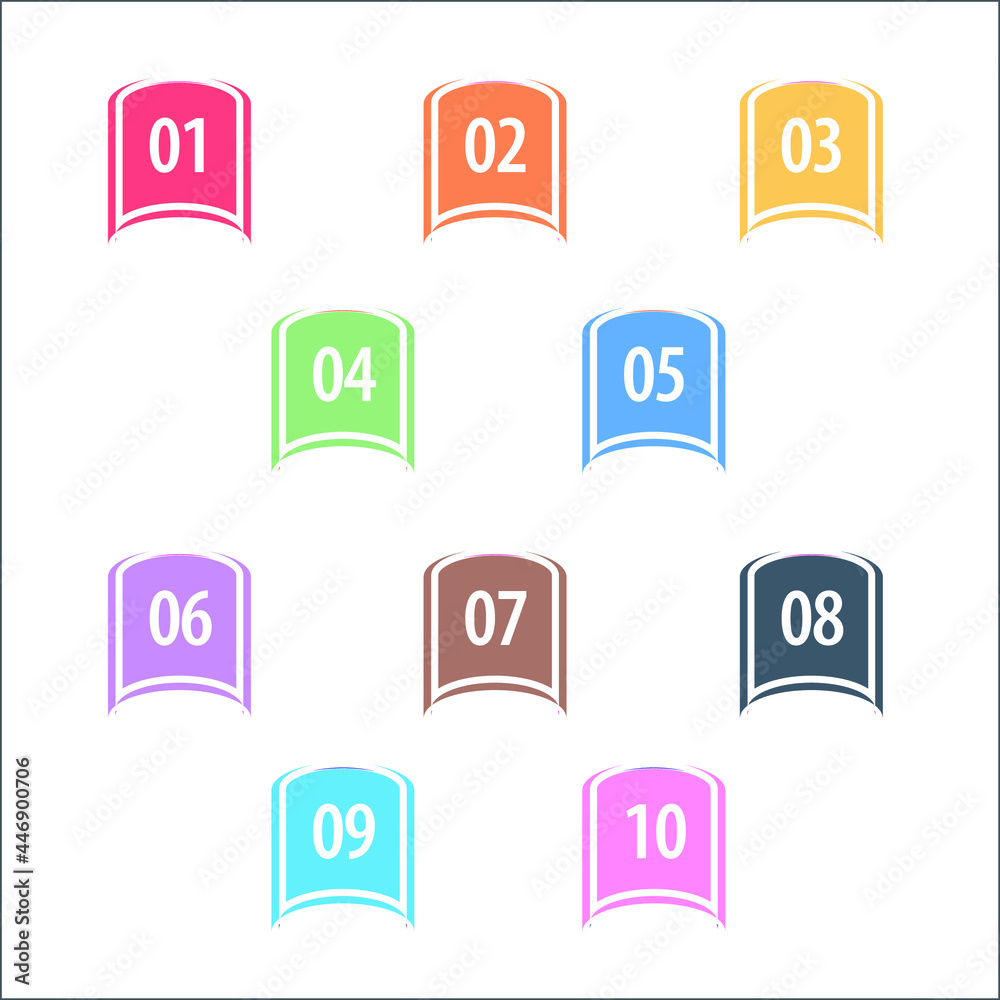 Bullet points numbers one to ten. Colorful shape vector numbers. Colorful info-graphic numbers can be use to create presentation. Bullet points numbers one to ten. Colorful shape vector numbers. Colorful info-graphic numbers can be use to create presentation.