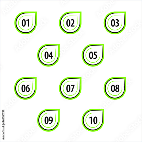 Bullet points numbers one to ten. Colorful shape vector numbers. Colorful info-graphic numbers can be use to create presentation.