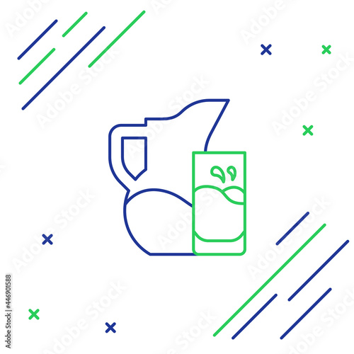 Line Milk jug or pitcher and glass icon isolated on white background. Colorful outline concept. Vector