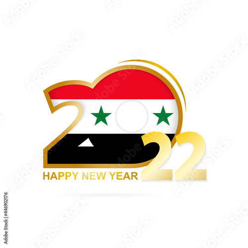 Year 2022 with Syria Flag pattern. Happy New Year Design.