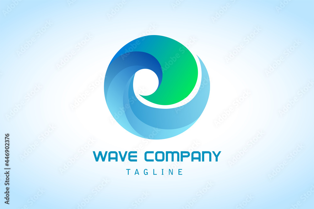blue green circle wave abstract gradient logo