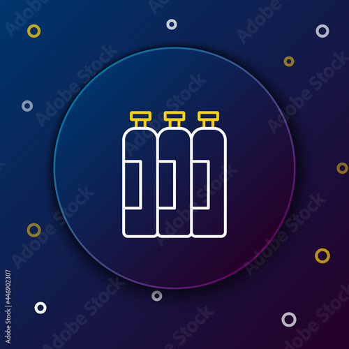 Line Industrial gas cylinder tank for all inert and mixed inert gases icon isolated on blue background. Colorful outline concept. Vector