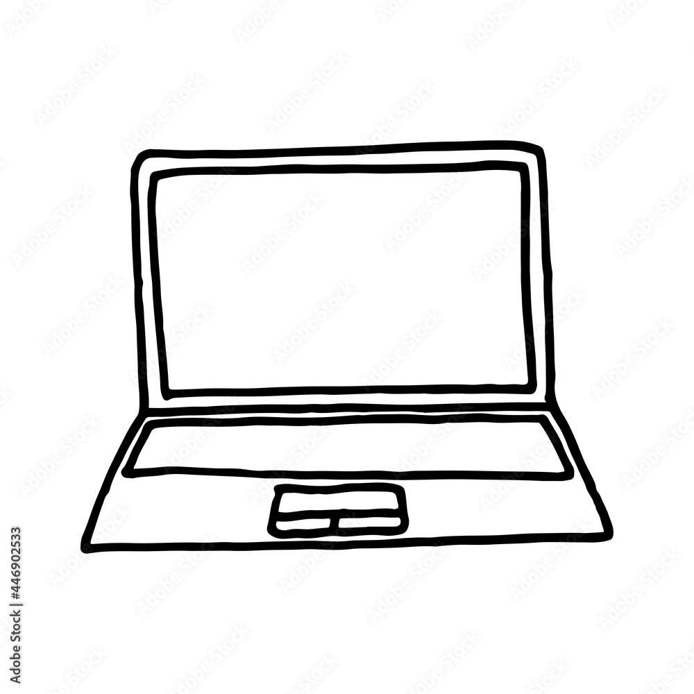 School laptop doodle. Hand drawn illustration. School laptop doodle. Hand drawn illustration.