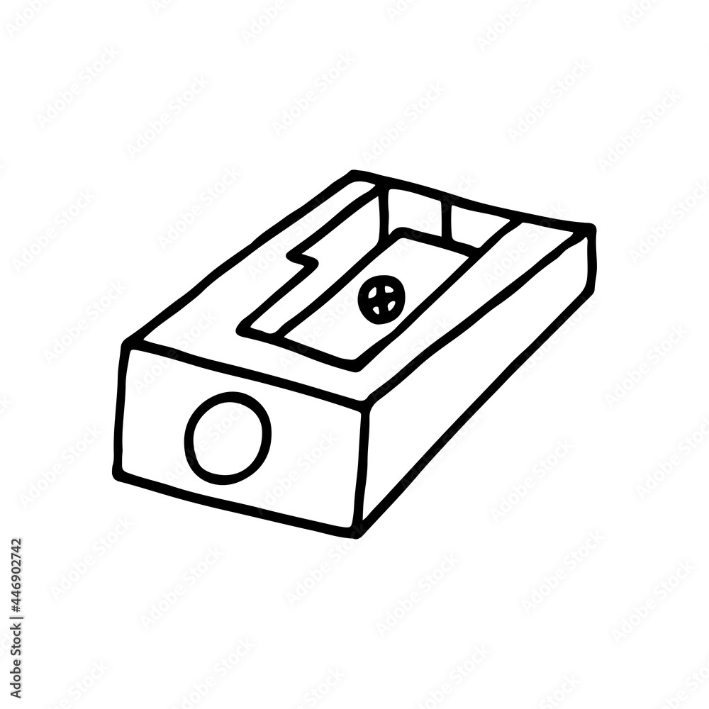 Fototapeta premium School pencil sharpener doodle. Hand drawn illustration. 